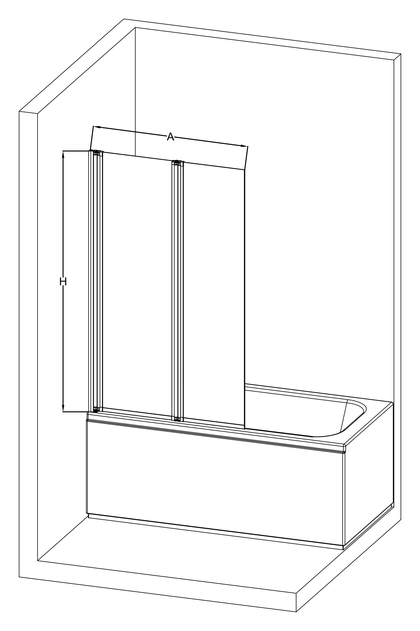 HENI duo 100x140 kádparaván méretrajz